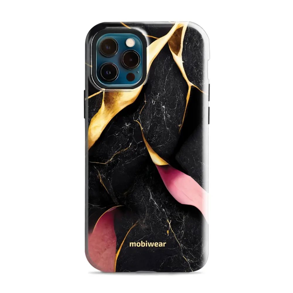 Odolný obal Mobiwear Elite Pro - Apple iPhone 12 / 12 Pro - EP35E Černý a zlatavý mramor