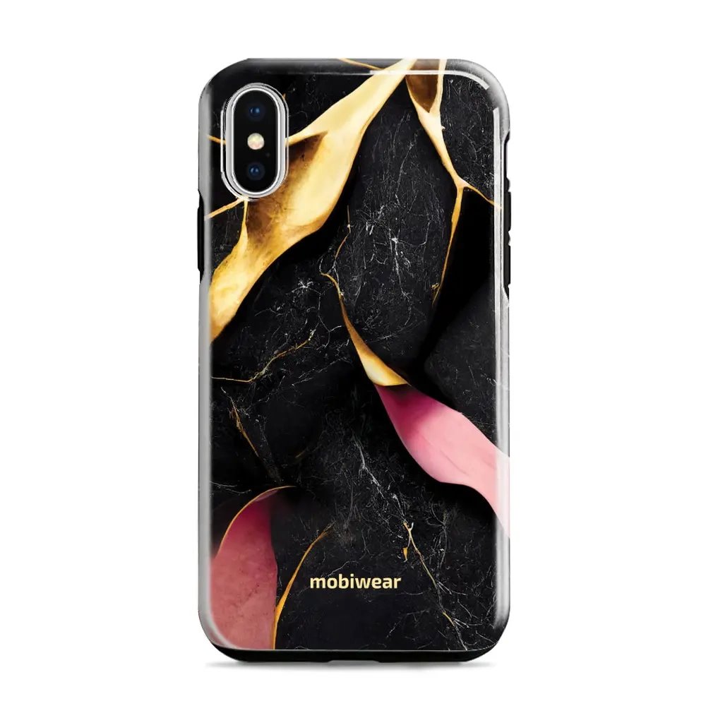 Odolný obal Mobiwear Elite Pro - Apple iPhone XR - EP35E Černý a zlatavý mramor