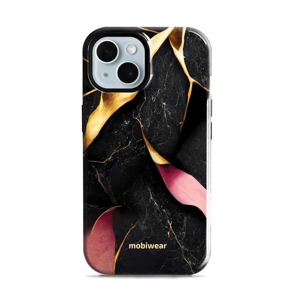 Odolný obal Mobiwear Elite Pro - Apple iPhone 15 - EP35E Černý a zlatavý mramor
