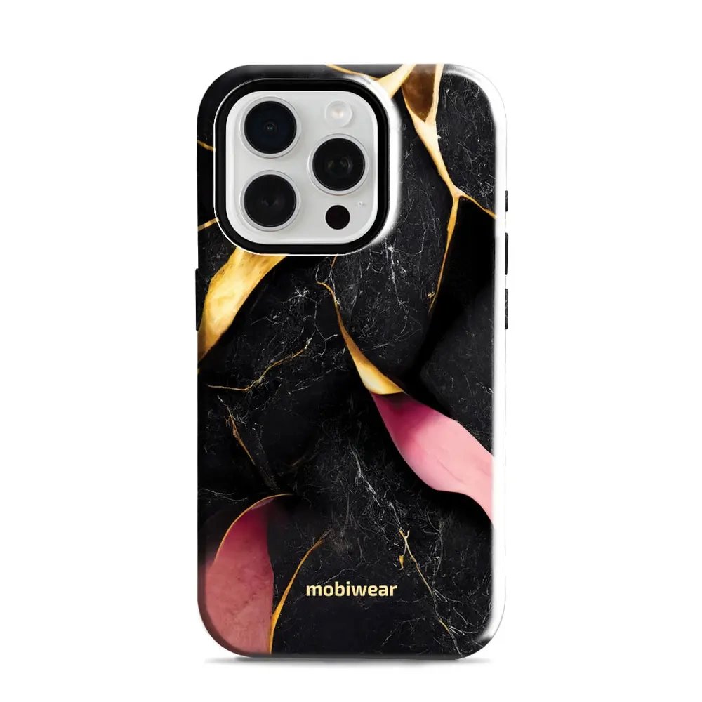 Odolný obal Mobiwear Elite Pro - Apple iPhone 15 Pro - EP35E Černý a zlatavý mramor