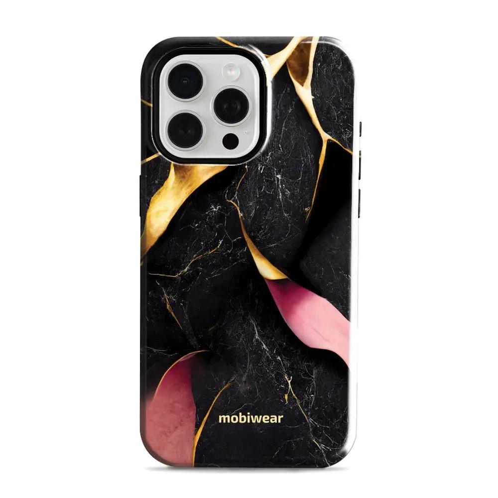 Odolný obal Mobiwear Elite Pro - Apple iPhone 15 Pro Max - EP35E Černý a zlatavý mramor