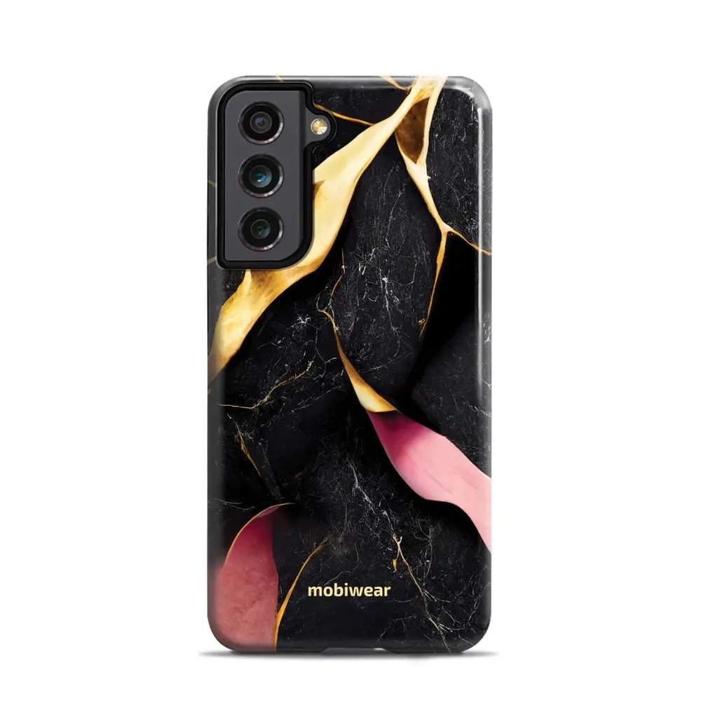 Odolný obal Mobiwear Elite Pro - Samsung Galaxy S21 FE - EP35E Černý a zlatavý mramor
