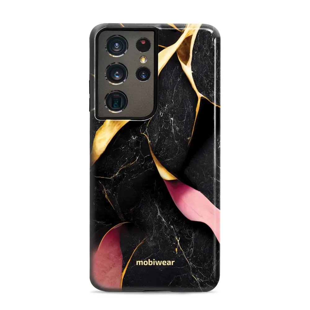 Odolný obal Mobiwear Elite Pro - Samsung Galaxy S21 Ultra - EP35E Černý a zlatavý mramor