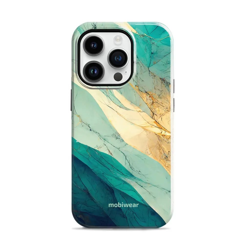 Odolný obal Mobiwear Elite Pro - Apple iPhone 14 Pro - EP37E Zlatavý a zelenkavý mramor