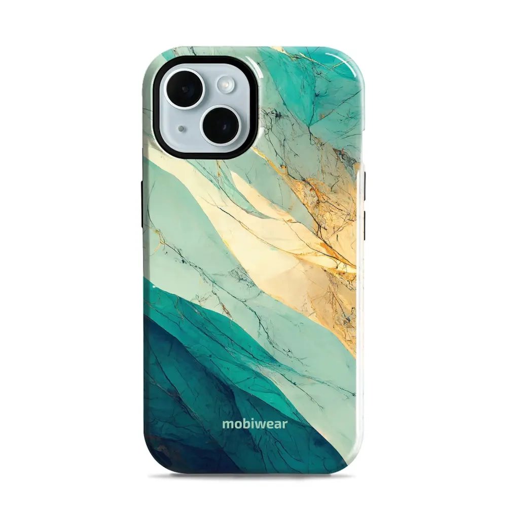 Odolný obal Mobiwear Elite Pro - Apple iPhone 15 - EP37E Zlatavý a zelenkavý mramor