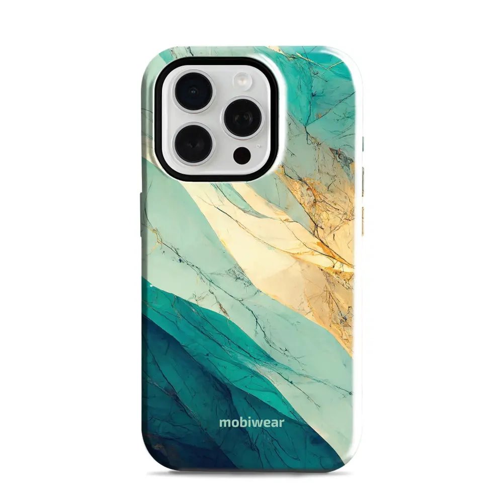 Odolný obal Mobiwear Elite Pro - Apple iPhone 15 Pro - EP37E Zlatavý a zelenkavý mramor
