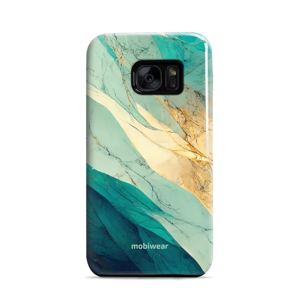 Odolný obal Mobiwear Elite Pro - Samsung Galaxy S7 - EP37E Zlatavý a zelenkavý mramor