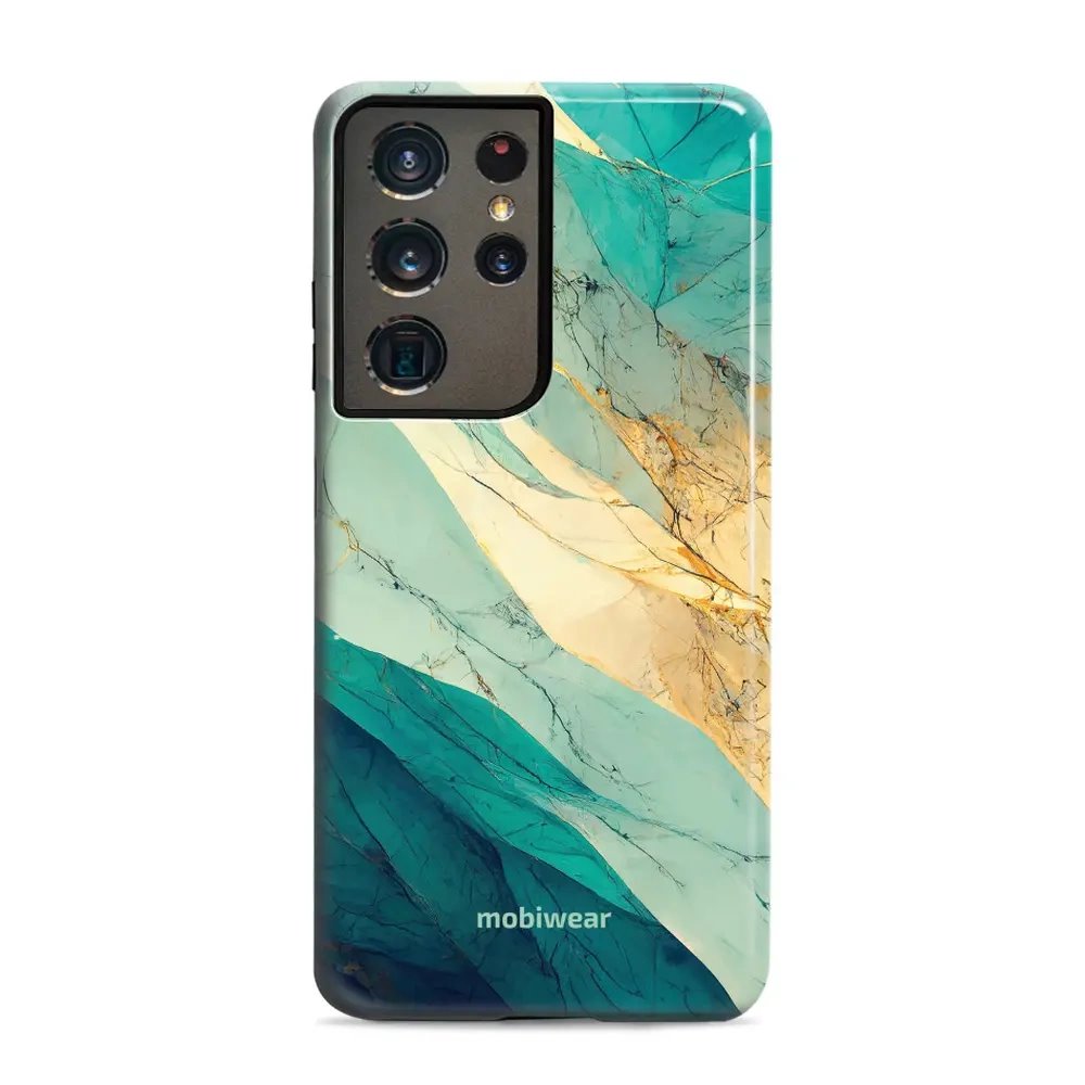 Odolný obal Mobiwear Elite Pro - Samsung Galaxy S21 Ultra - EP37E Zlatavý a zelenkavý mramor