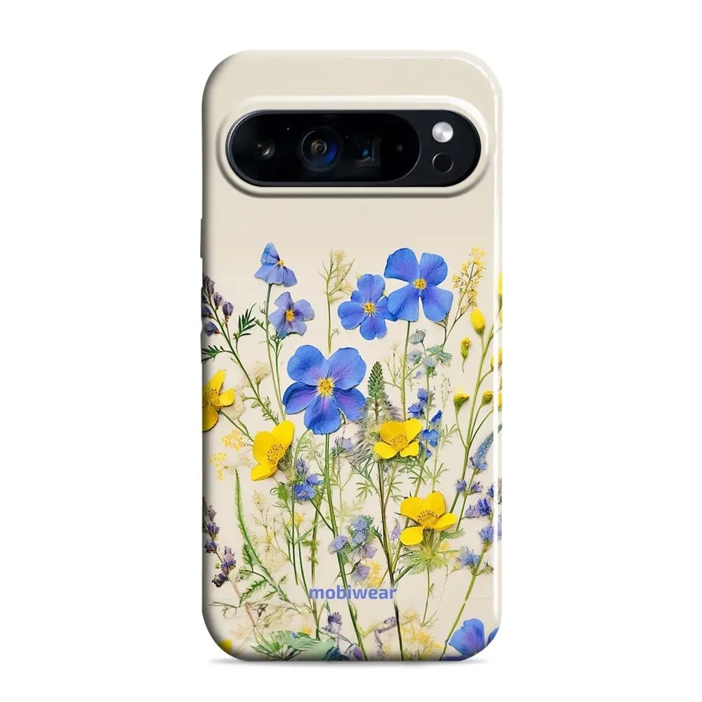 Odolný obal Mobiwear Elite Pro - Google Pixel 9 / 9 Pro - EP41E Modré a žluté kvítky