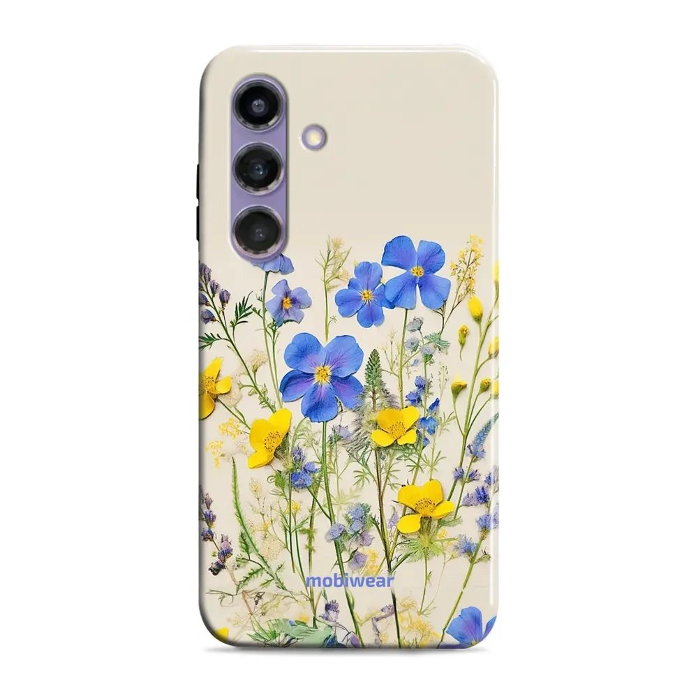 Odolný obal Mobiwear Elite Pro - Samsung Galaxy S24 Plus - EP41E Modré a žluté kvítky - VÝPRODEJ