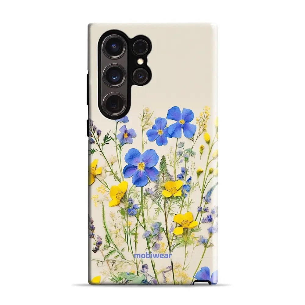 Odolný obal Mobiwear Elite Pro - Samsung Galaxy S23 Ultra - EP41E Modré a žluté kvítky