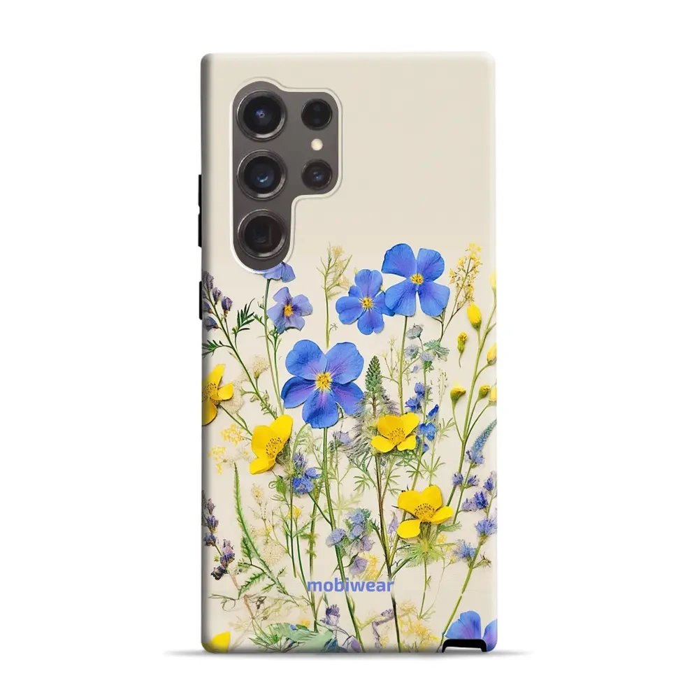 Odolný obal Mobiwear Elite Pro - Samsung Galaxy S24 Ultra - EP41E Modré a žluté kvítky