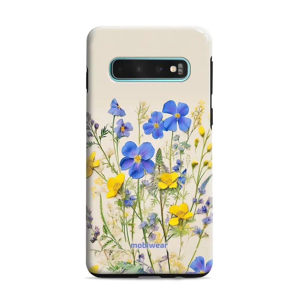 Odolný obal Mobiwear Elite Pro - Samsung Galaxy S10 Plus - EP41E Modré a žluté kvítky