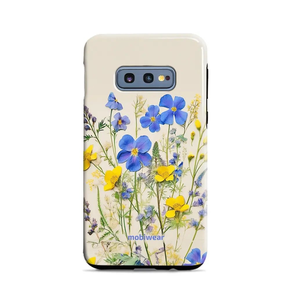 Odolný obal Mobiwear Elite Pro - Samsung Galaxy S10e - EP41E Modré a žluté kvítky