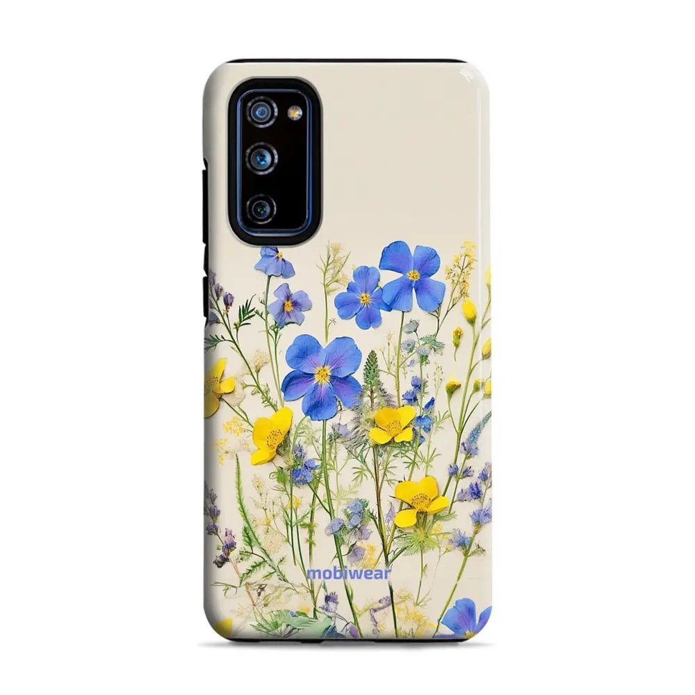 Odolný obal Mobiwear Elite Pro - Samsung Galaxy S20 FE - EP41E Modré a žluté kvítky