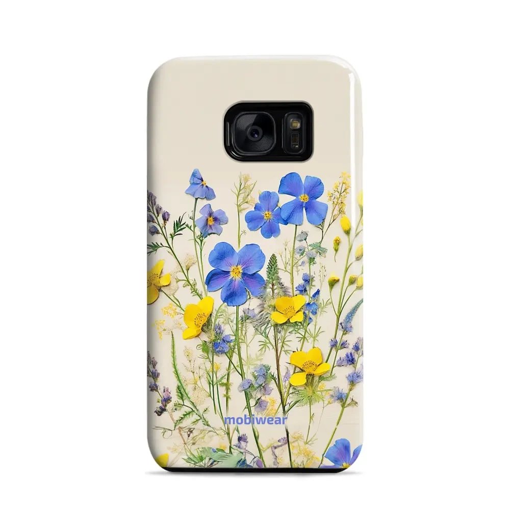 Odolný obal Mobiwear Elite Pro - Samsung Galaxy S7 - EP41E Modré a žluté kvítky