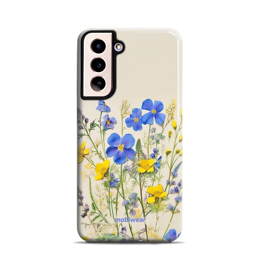 Odolný obal Mobiwear Elite Pro - Samsung Galaxy S21 - EP41E Modré a žluté kvítky