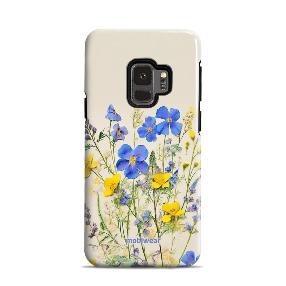 Odolný obal Mobiwear Elite Pro - Samsung Galaxy S9 - EP41E Modré a žluté kvítky