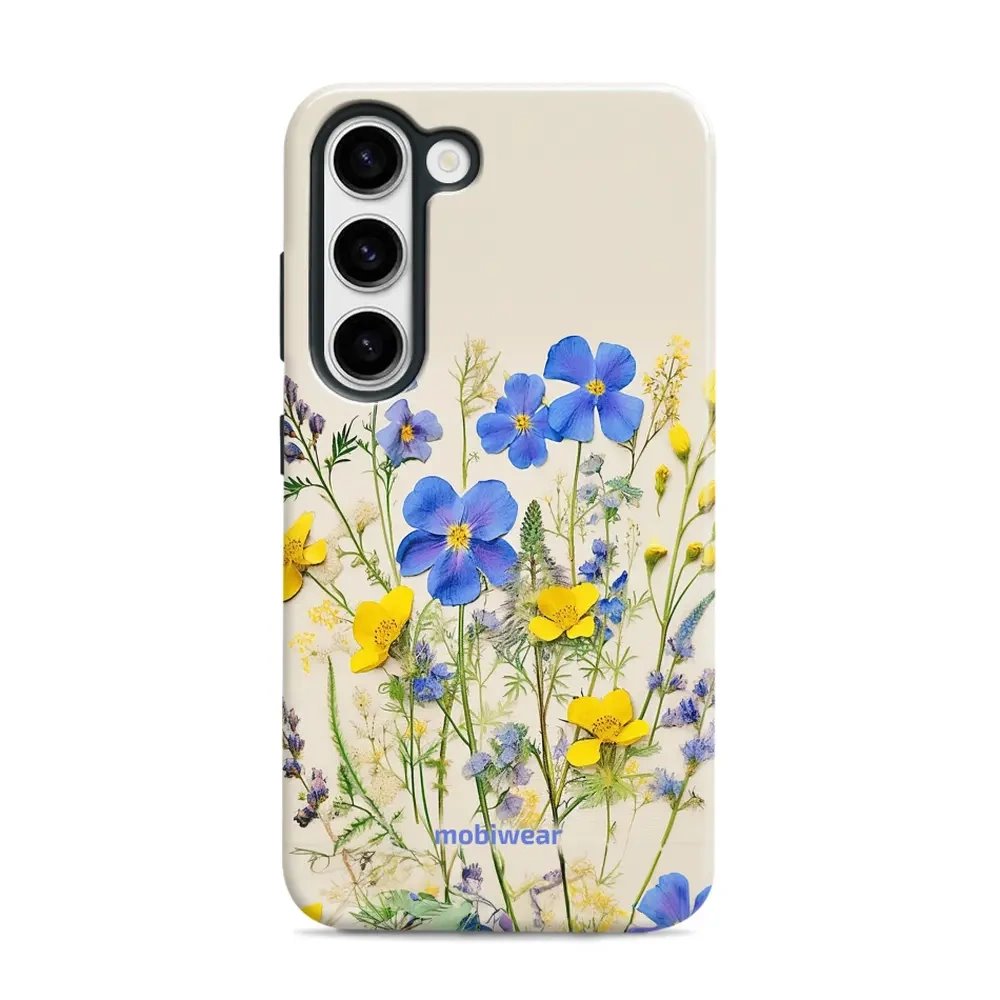 Odolný obal Mobiwear Elite Pro - Samsung Galaxy S23 - EP41E Modré a žluté kvítky