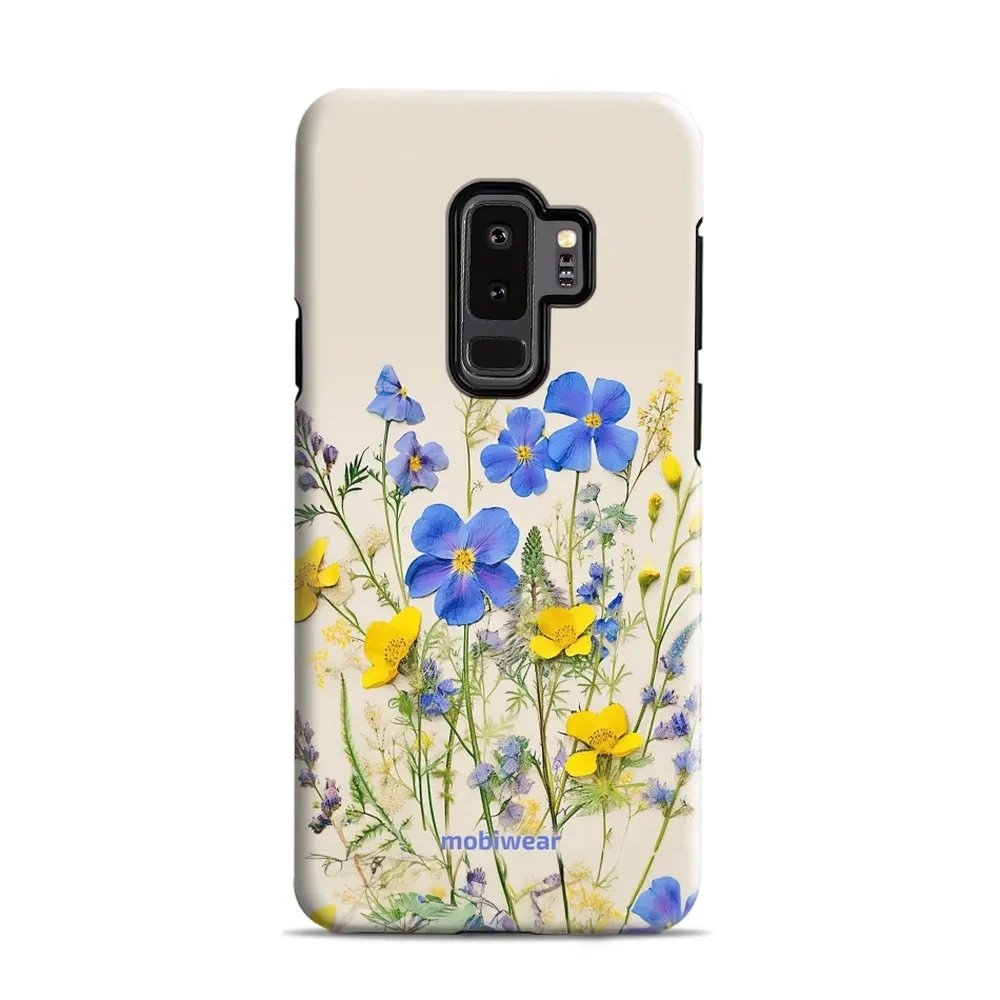 Odolný obal Mobiwear Elite Pro - Samsung Galaxy S9 Plus - EP41E Modré a žluté kvítky