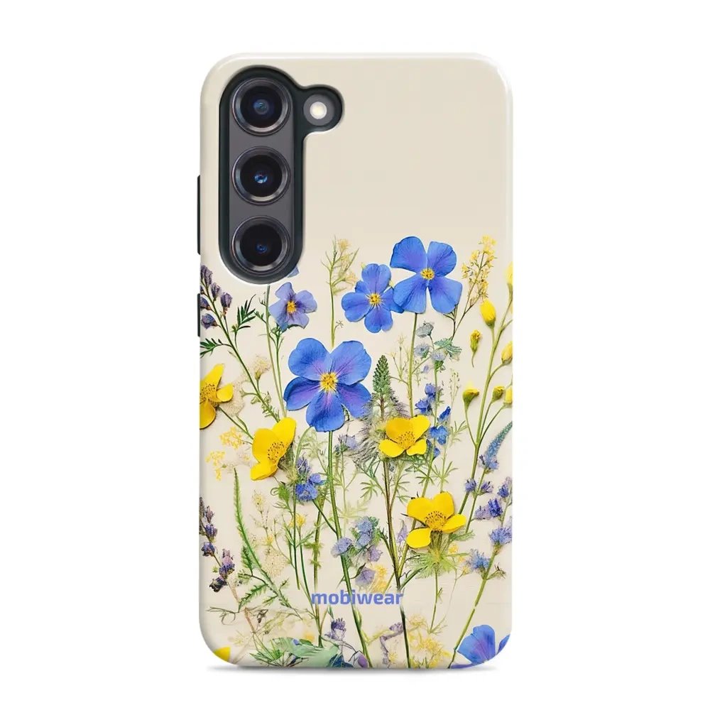 Odolný obal Mobiwear Elite Pro - Samsung Galaxy S23 Plus - EP41E Modré a žluté kvítky