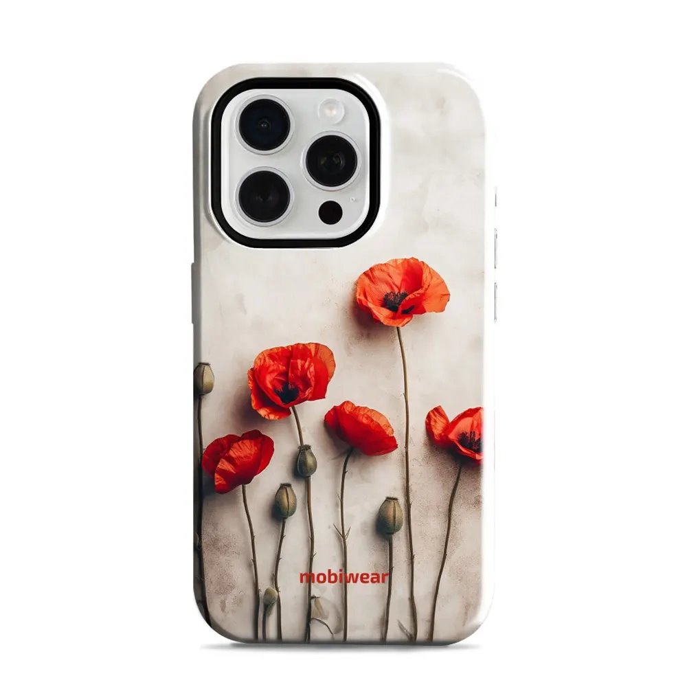 Odolný obal Mobiwear Elite Pro - Apple iPhone 15 Pro - EP42E Vlčí máky
