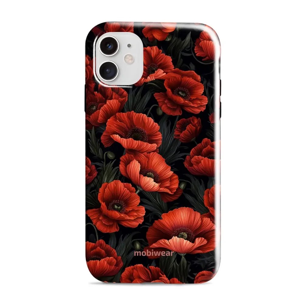 Odolný obal Mobiwear Elite Pro - Apple iPhone 11 - EP45E Temné červené květy
