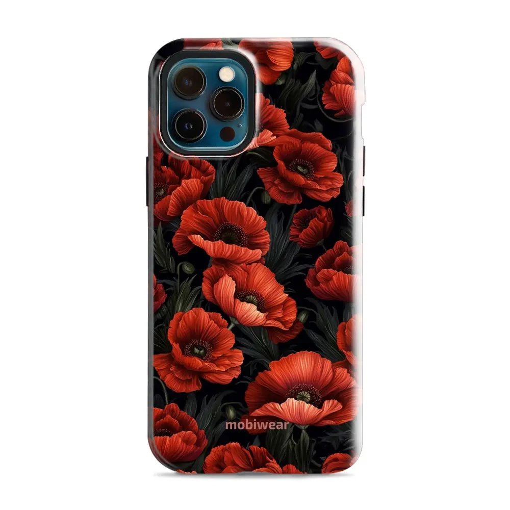 Odolný obal Mobiwear Elite Pro - Apple iPhone 12 / 12 Pro - EP45E Temné červené květy