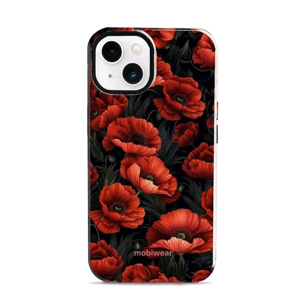 Odolný obal Mobiwear Elite Pro - Apple iPhone 13 - EP45E Temné červené květy