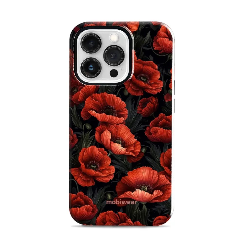 Odolný obal Mobiwear Elite Pro - Apple iPhone 13 Pro - EP45E Temné červené květy