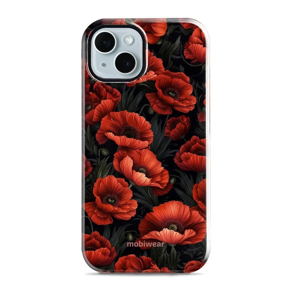 Odolný obal Mobiwear Elite Pro - Apple iPhone 14 - EP45E Temné červené květy