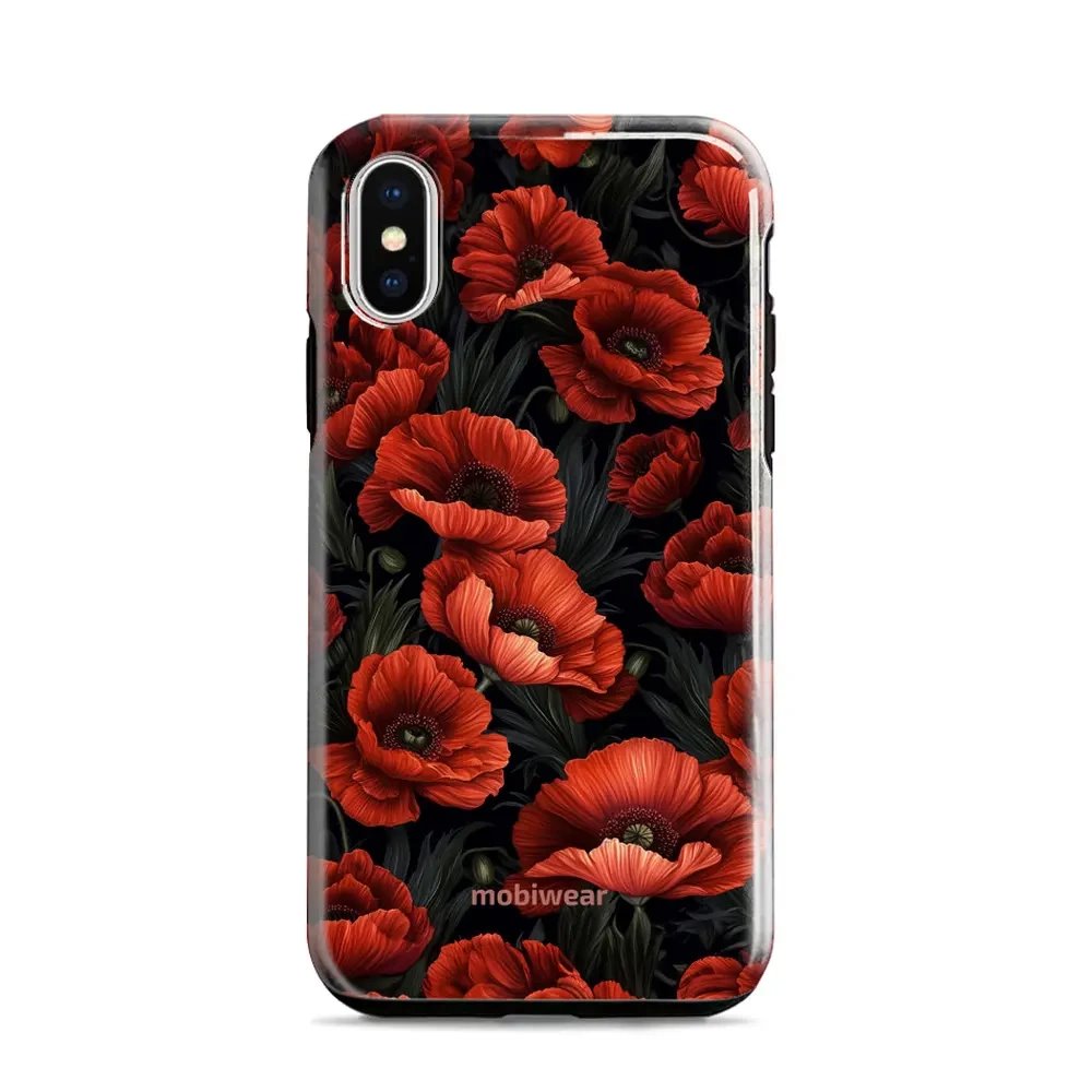 Odolný obal Mobiwear Elite Pro - Apple iPhone X / XS - EP45E Temné červené květy