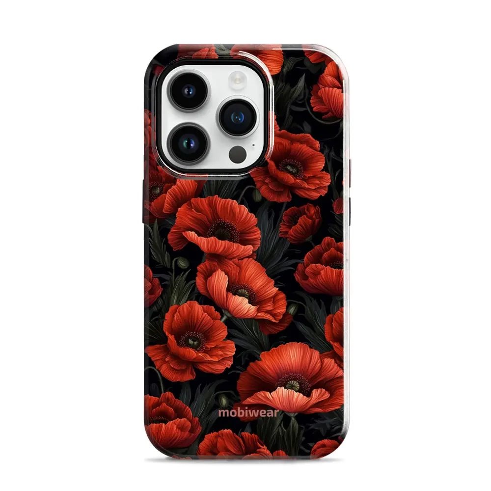 Odolný obal Mobiwear Elite Pro - Apple iPhone 14 Pro - EP45E Temné červené květy