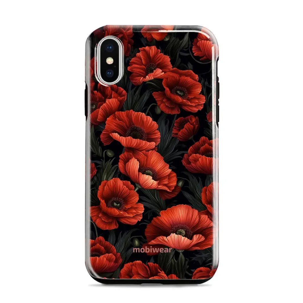 Odolný obal Mobiwear Elite Pro - Apple iPhone XR - EP45E Temné červené květy