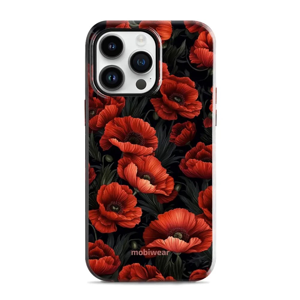 Odolný obal Mobiwear Elite Pro - Apple iPhone 14 Pro Max - EP45E Temné červené květy