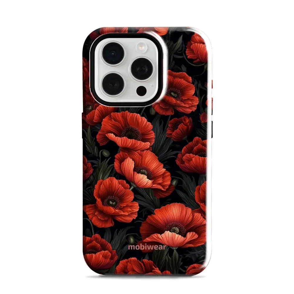 Odolný obal Mobiwear Elite Pro - Apple iPhone 15 Pro - EP45E Temné červené květy