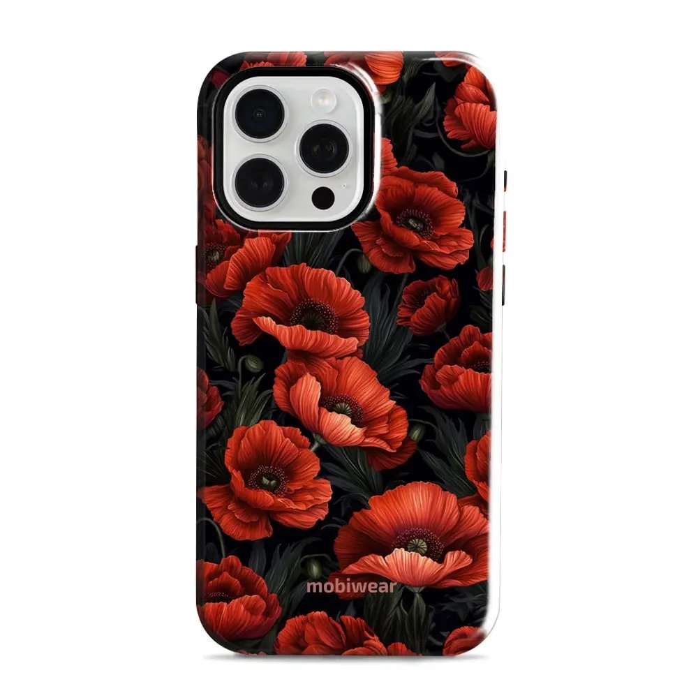 Odolný obal Mobiwear Elite Pro - Apple iPhone 15 Pro Max - EP45E Temné červené květy