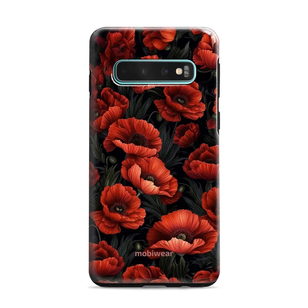 Odolný obal Mobiwear Elite Pro - Samsung Galaxy S10 Plus - EP45E Temné červené květy