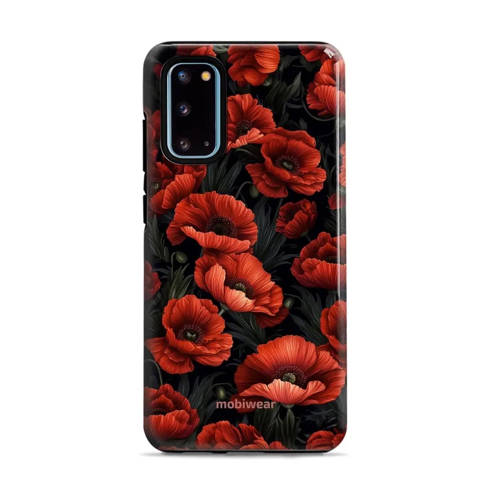 Odolný obal Mobiwear Elite Pro - Samsung Galaxy S20 - EP45E Temné červené květy