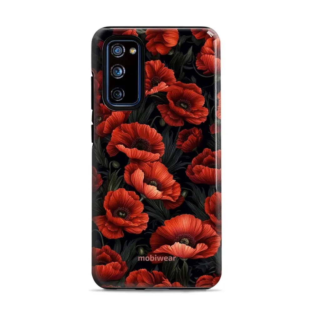 Odolný obal Mobiwear Elite Pro - Samsung Galaxy S20 FE - EP45E Temné červené květy