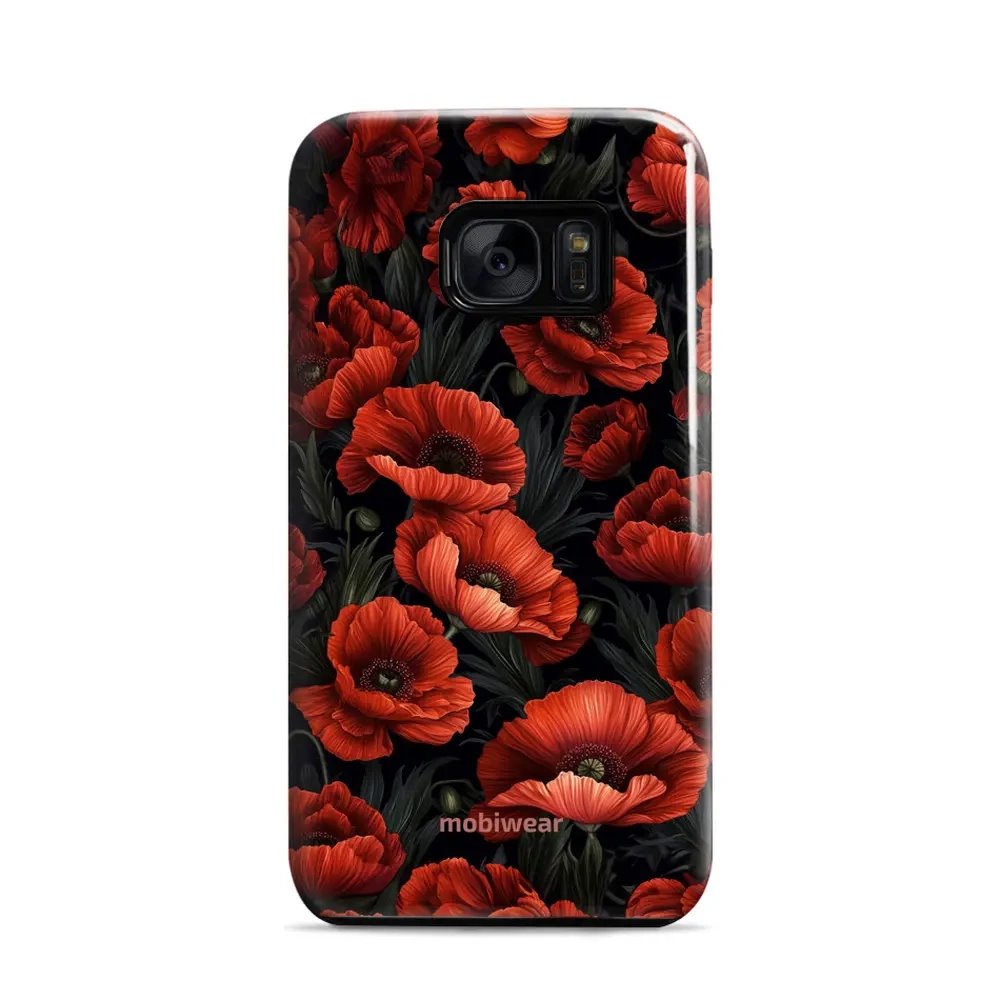 Odolný obal Mobiwear Elite Pro - Samsung Galaxy S7 - EP45E Temné červené květy