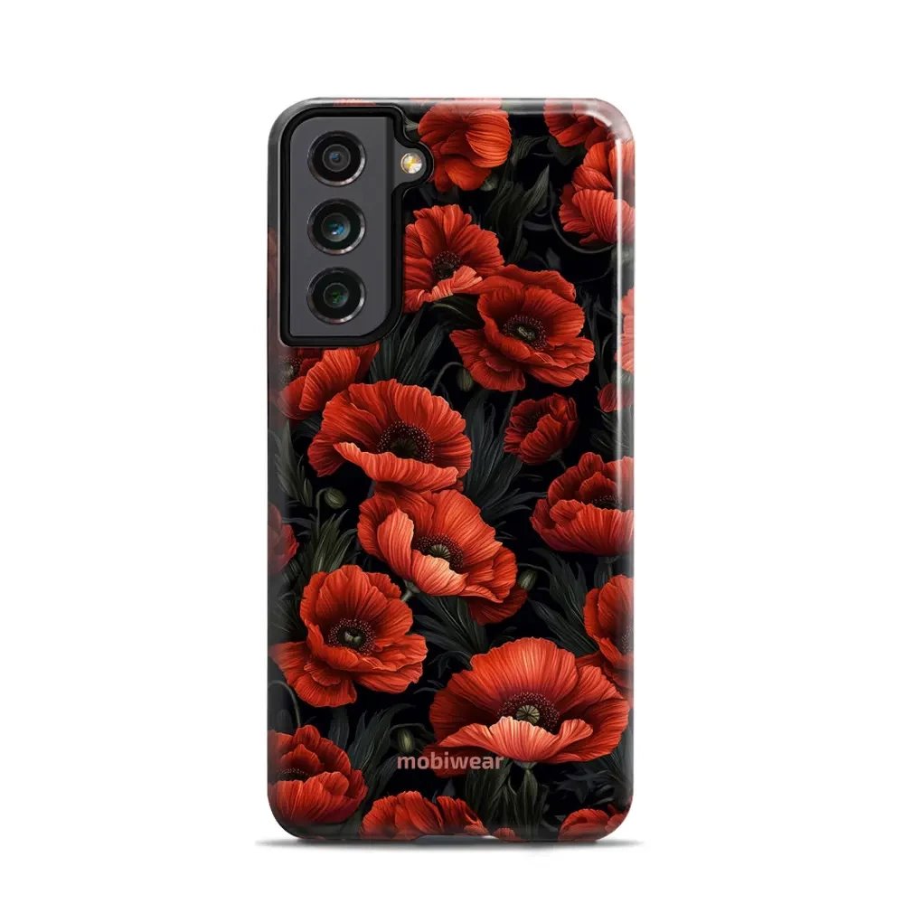 Odolný obal Mobiwear Elite Pro - Samsung Galaxy S21 FE - EP45E Temné červené květy