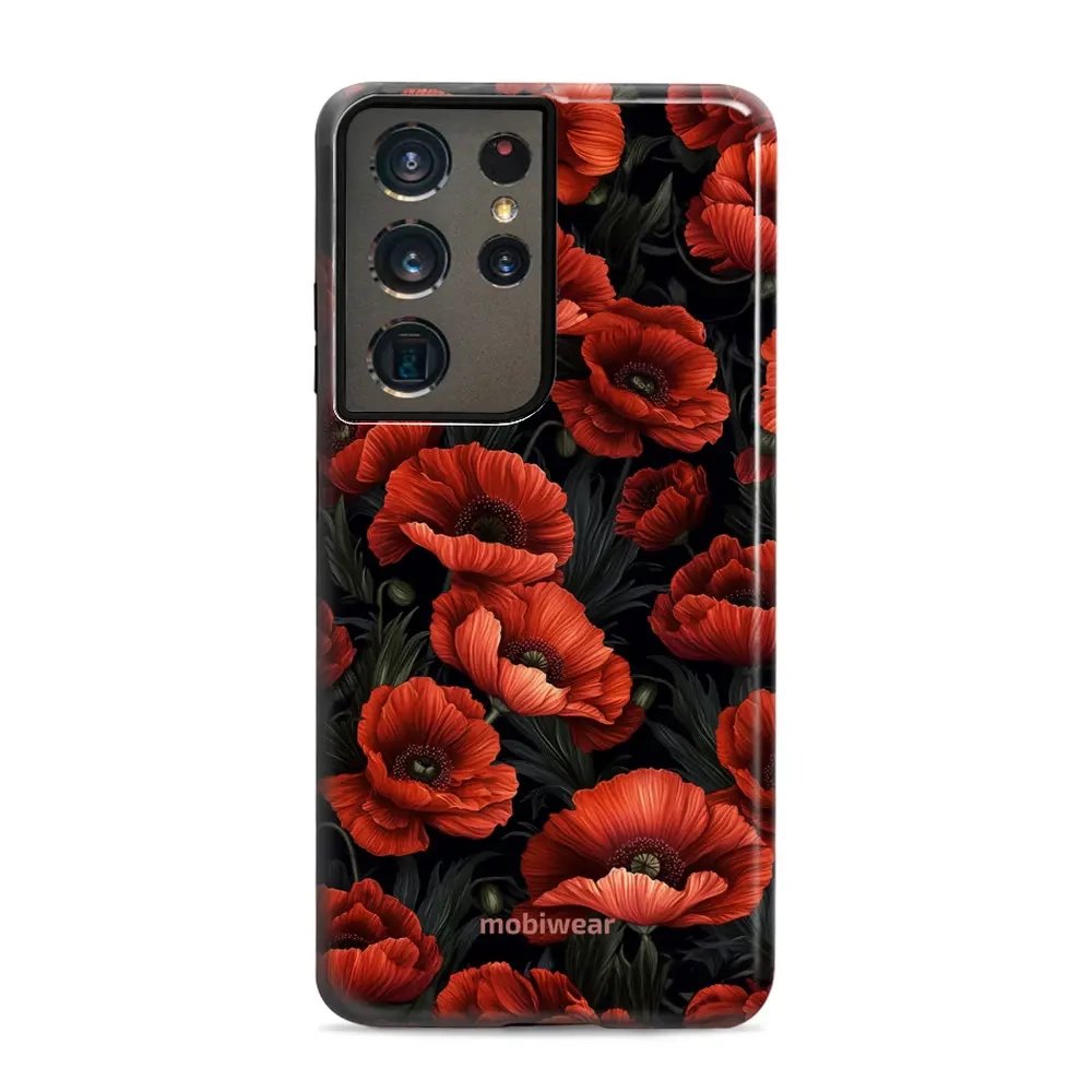 Odolný obal Mobiwear Elite Pro - Samsung Galaxy S21 Ultra - EP45E Temné červené květy