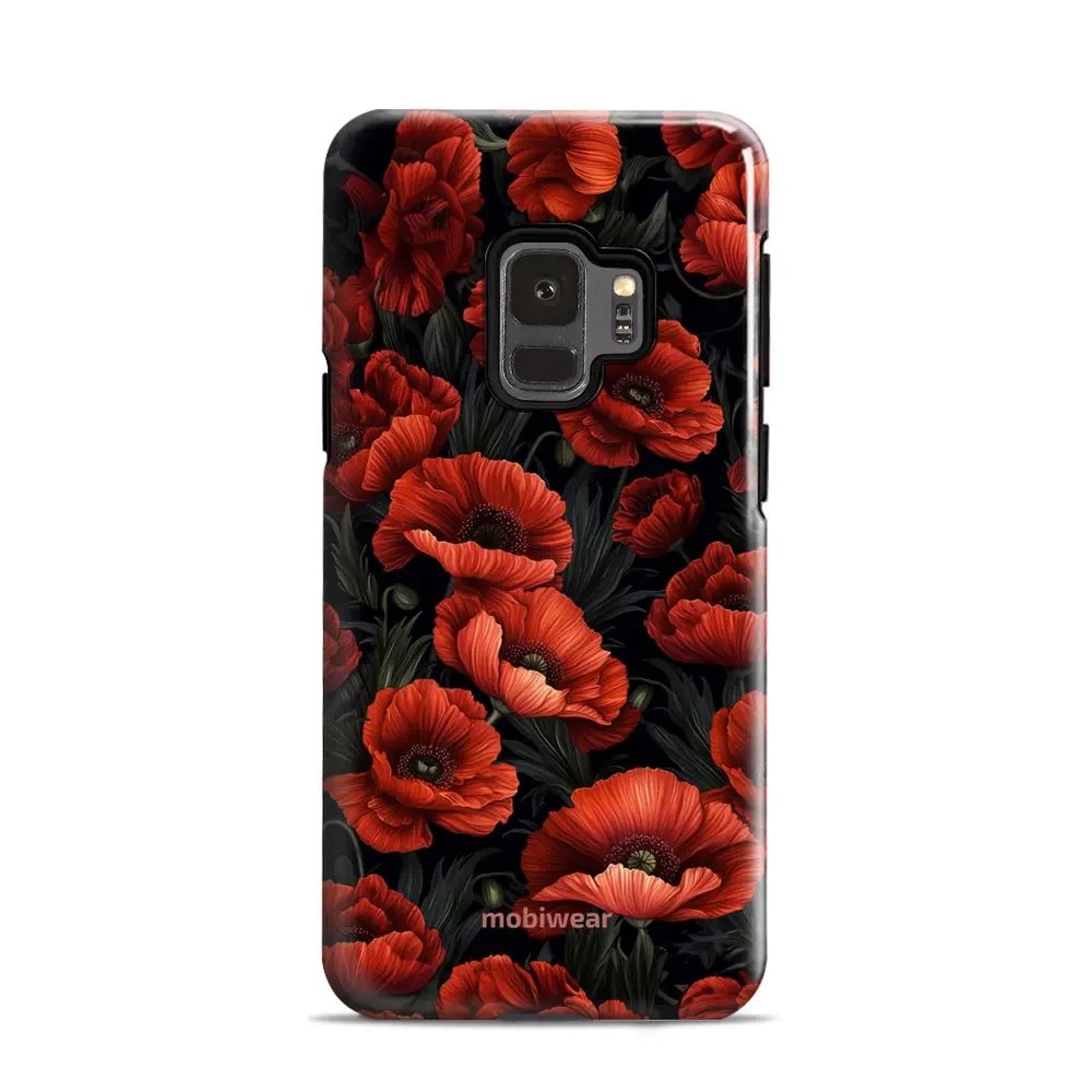 Odolný obal Mobiwear Elite Pro - Samsung Galaxy S9 - EP45E Temné červené květy