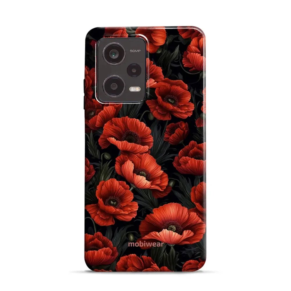 Odolný obal Mobiwear Elite Pro - Xiaomi Redmi Note 12 Pro 5G / Poco X5 Pro 5G - EP45E Temné červené květy