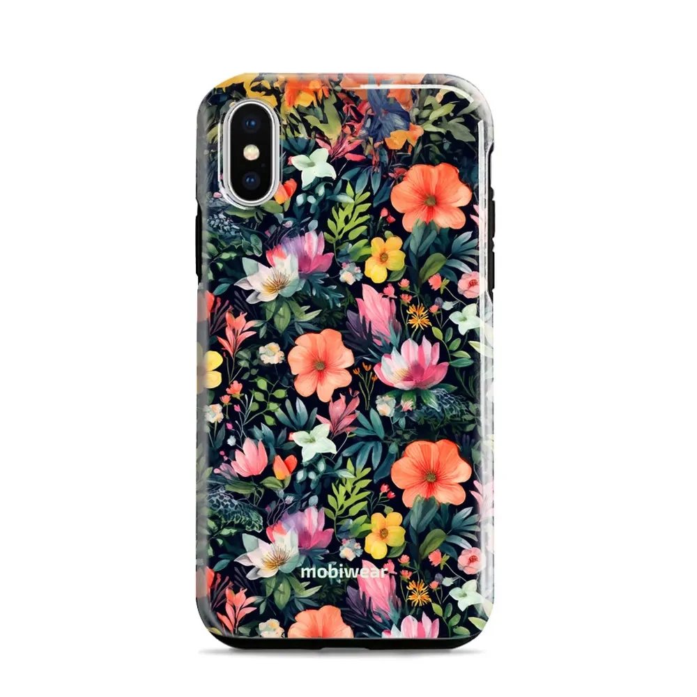 Odolný obal Mobiwear Elite Pro - Apple iPhone X / XS - EP48E Pestré kvítky