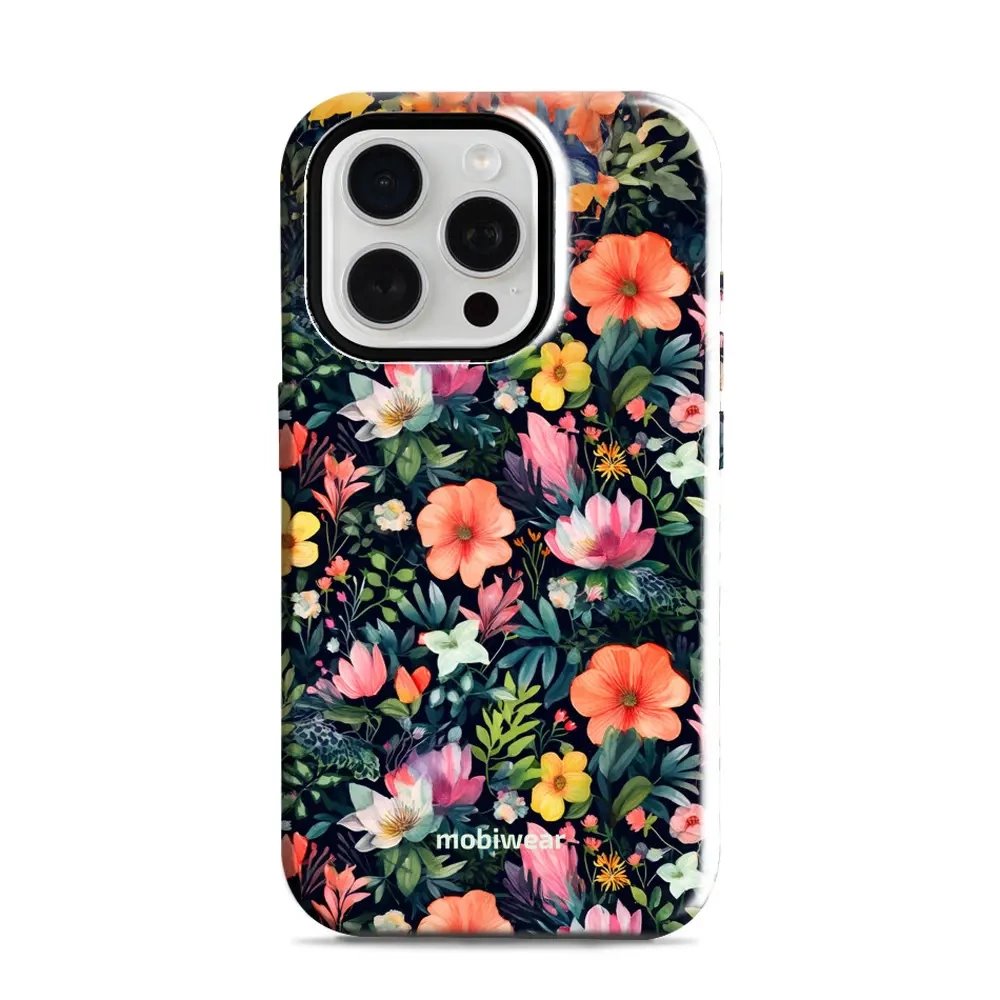 Odolný obal Mobiwear Elite Pro - Apple iPhone 15 Pro - EP48E Pestré kvítky