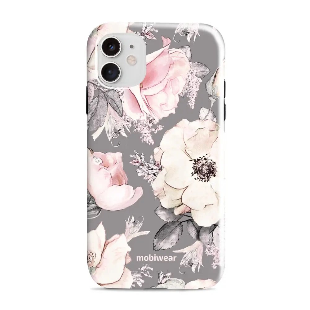 Odolný obal Mobiwear Elite Pro - Apple iPhone 11 - EX06E Květy na šedém pozadí