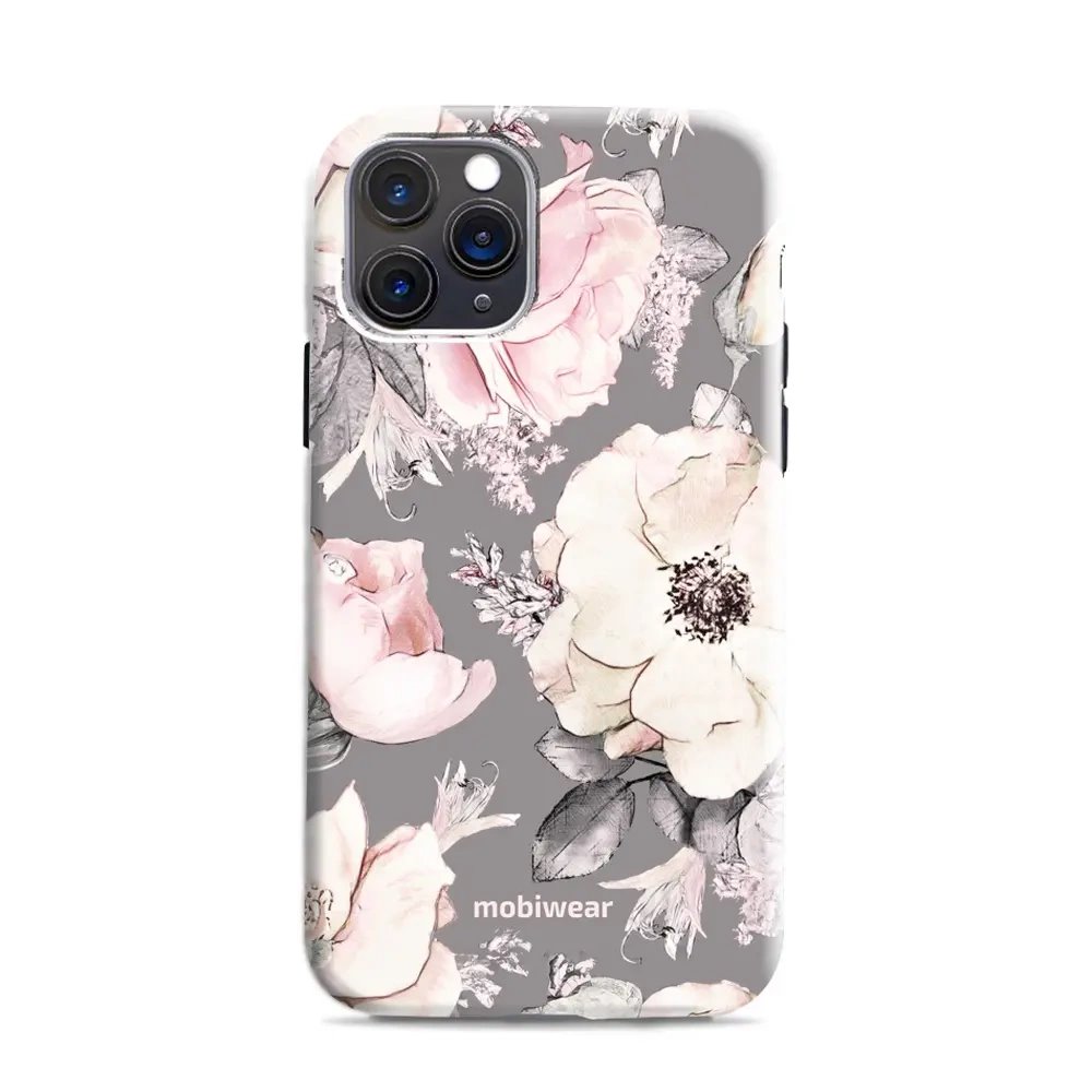 Odolný obal Mobiwear Elite Pro - Apple iPhone 11 Pro - EX06E Květy na šedém pozadí