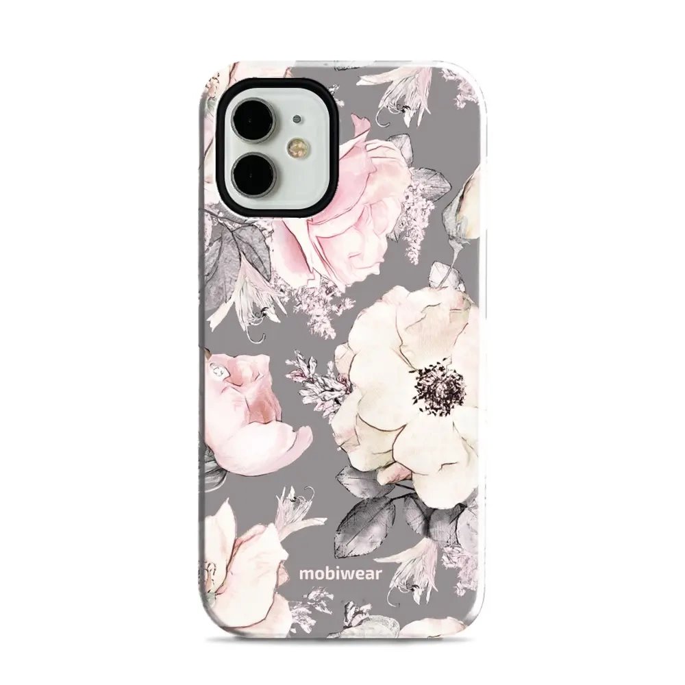 Odolný obal Mobiwear Elite Pro - Apple iPhone 12 Mini - EX06E Květy na šedém pozadí